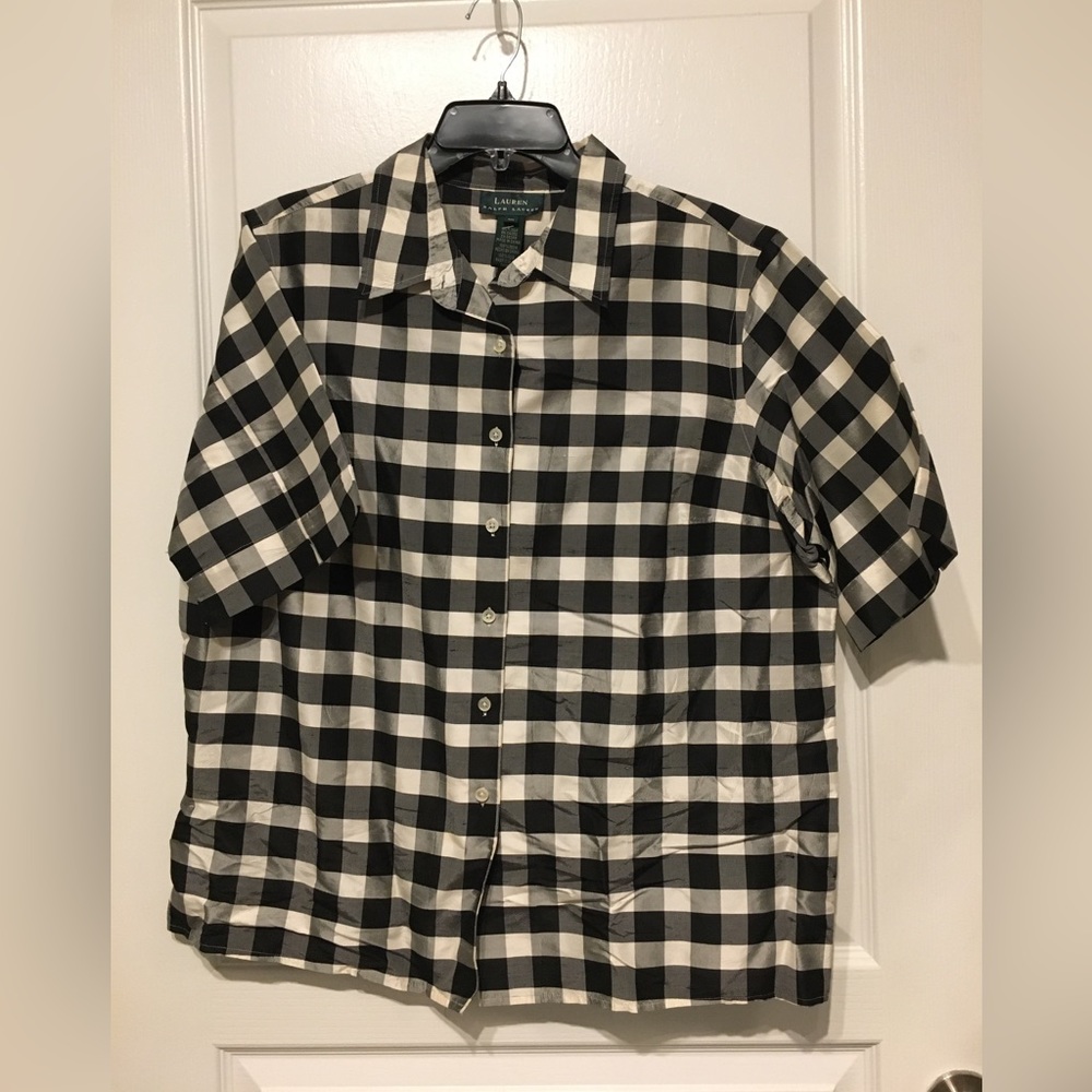 Lauren by Ralph Lauren Black/White Check Top Sz 1X